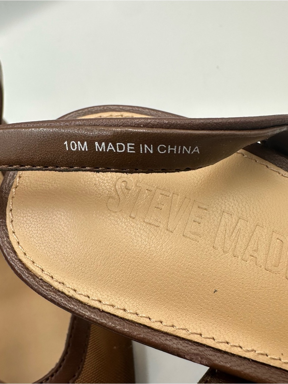 Steve Madden Alliance-M Brown Leather Mesh Heel Womens 10M Ankle Strap Cushion - Picture 8 of 12